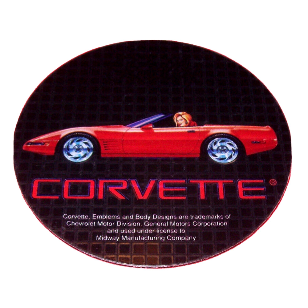Corvette Original Pinball Machine NOS Plastic Promo Coaster New Style Car